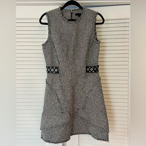 Alexander Wang Tweed Grommet Fringe Sleeveless A-Line Dress Size 6